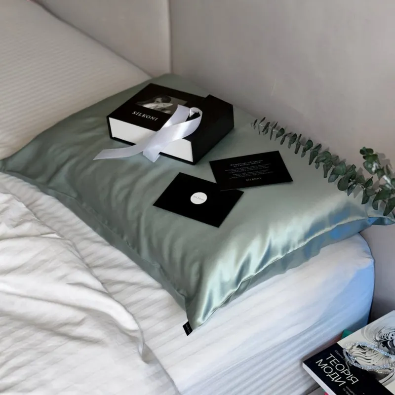 Шовкова наволочка Блакитна - фото 2