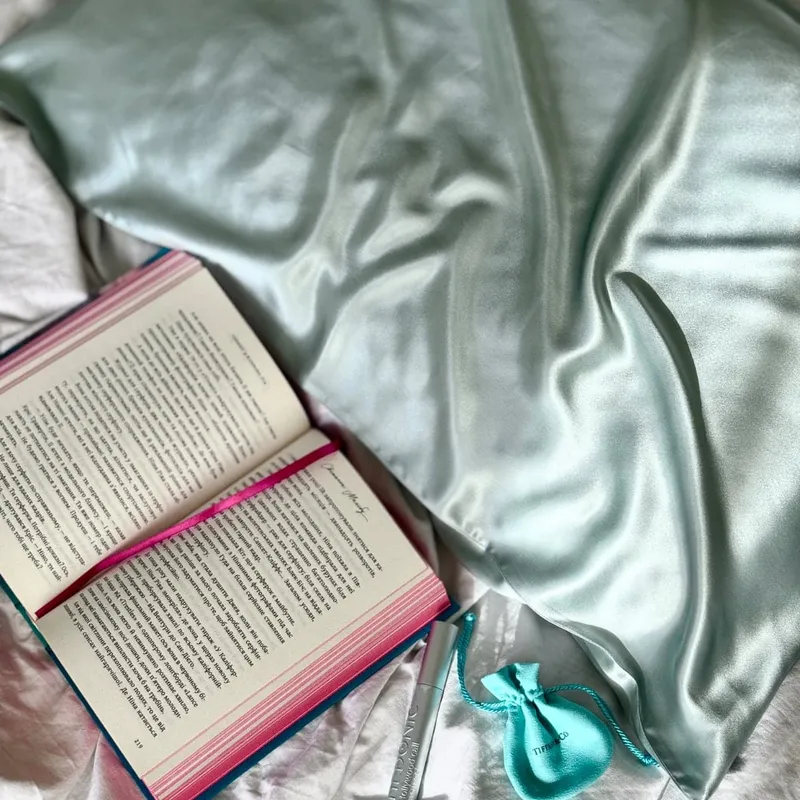 Шовкова наволочка Блакитна - фото 4